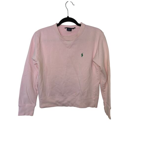 Youth Medium Ralph Lauren Sport Pink with Green Pony Sweatshirt cotton/acrylic - Picture 1 of 6